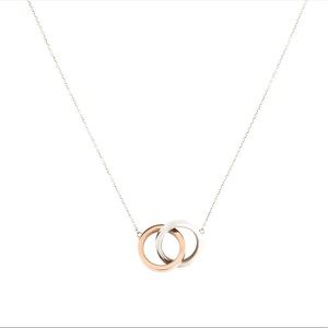 Double Interlocking Circles Pendant Necklace